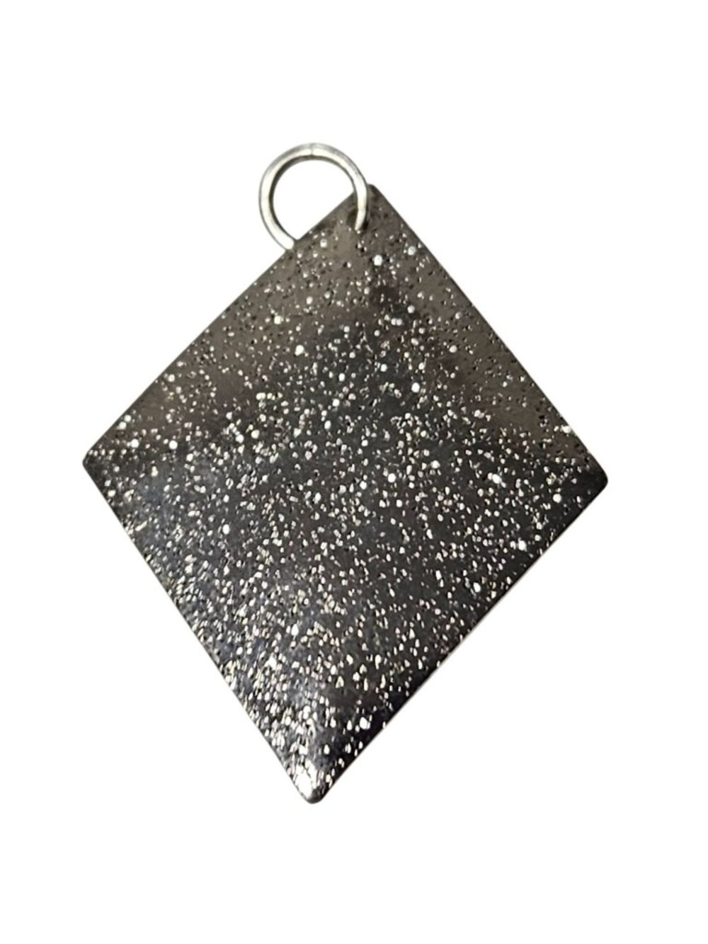 Goth Glam Pendant Silver Glitter Diamond Shape Statement Disco New Years Party
